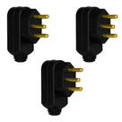 3 Plug Macho Pial Legrand 10A com Terra e Saída Lateral