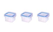 3 Porta Mantimentos Quadrado Trava Mais Cristal 380 ml Azul