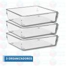 3 Porta Objeto Transparente Acrílico Modular Quadrado Grande