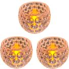 3 Porta Vela LED Pequeno Decorativo Para Mesa Posta e Festas
