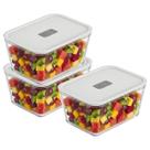 3 Pote Hermético Vidro 2,4l Fresh Lock Tampa Com Válvula Forno