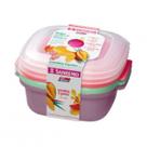 3 Pote Plástico 1300ml Quadrado Vac Freezer Tampa Reversível