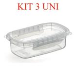3 Pote Plástico Microondas Freezer Travas Raso Grande 1,1l 3 Pote Plástico Microondas Freezer Travas Raso Grande 1,1l