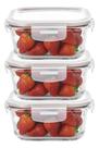 3 Pote Vidro Borossilicato 520ml Hermético Microondas Forno 3 Pote Vidro Borossilicato 520ml Hermético Microondas Forno