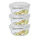 3 Potes 950ml Vidro Redondo Alimento Marmita Hermético