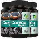 3 potes Carvão Vegetal Ativado Puro Kit 360 Cápsulas - Fonte Verde