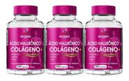 3 potes de colágeno hidrolisado + ácido hialurõnico com vitamina c + selênio + zinco 150 cápsulas 500mg