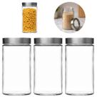 3 Potes De Vidro Gourmet 1,8L Com Tampa Prata E Visor