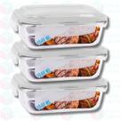 3 Potes de Vidro Hermetico 1040ML p/ Forno Airfryer Assados