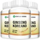 3 Potes Ginseng Koreano Kit 360 Cáps 500mg Natural