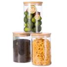 3 Potes Herméticos Mantimentos Vidro Tampa De Bambu 600 ML 3 Potes Herméticos Mantimentos Vidro Tampa De Bambu 600 ML