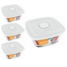 3 Potes Vidro Facilita Vap Quadrado Com Tampa 2L Marinex