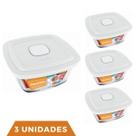 3 Potes Vidro Facilita Vap Quadrado Com Tampa 2L Marinex 3 Potes Vidro Facilita Vap Quadrado Com Tampa 2L Marinex