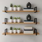 3 Prateleiras Mdf 30x100cm C Suporte Industrial