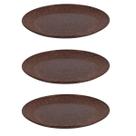 3 Prato Lanche Sobremesa Redondo Resistente 20cm Marrom Escu