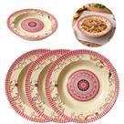3 Pratos Fundo Melamina Decorada 23cm Premium Resistente