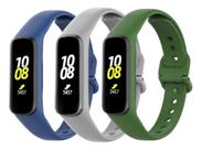 3 Pulseiras De Silicone Galaxy Fit 2 R220 - Azul Marinho / Cinza / Verde militar
