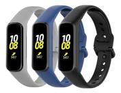 3 Pulseiras De Silicone Galaxy Fit 2 R220 - Preto / Cinza/ Azul Marinho