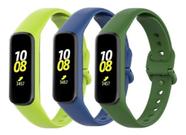 3 Pulseiras De Silicone Galaxy Fit 2 R220 - Verde Limão / Azul Marinho / Verde Militar