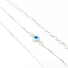 3 Pulseiras Veneziana Olho Grego Coração 17cm Prata 925