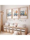 3 Quadros Animais Selva Trem Aquarela Quarto Infantil Bebê Girafa Leão Zebra Delicado