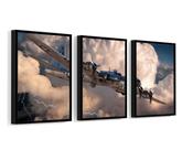 3 Quadros Com Moldura Avião Boeing B17 Segunda Guerra 60x40 Moldura Preta 3 Quadros Com Moldura Avião Boeing B17 Segunda Guerra 60x40 Moldura Preta