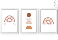 3 Quadros decoração arco-íris boho escandinavo 33x43