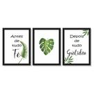 3 Quadros Decorativos Antes de Tudo Fé Folha Quarto Sala MDF