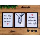 3 Quadros Decorativos Mãos dadas Quarto Casal Sala MDF 25x35