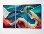 3 Quadros em Tecido Canvas Abstrato Ondas Mistura de Cores 3 Quadros em Tecido Canvas Abstrato Ondas Mistura de Cores