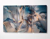 3 Quadros em Tecido Canvas Abstrato Surrealismo Arte Azul 3 Quadros em Tecido Canvas Abstrato Surrealismo Arte Azul