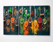 3 Quadros em Tecido Canvas Colher Tempero Pimenta Açafrão 05
