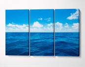 3 Quadros em Tecido Canvas Fundo do Mar Oceano Nuvens Céu 3 Quadros em Tecido Canvas Fundo do Mar Oceano Nuvens Céu