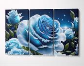 3 Quadros em Tecido Canvas Rosa Azul Congelada Paisagem Blue 3 Quadros em Tecido Canvas Rosa Azul Congelada Paisagem Blue