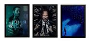 3 Quadros Filmes John Wick Arte Posters Moldurados