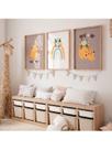 3 Quadros Infantil Gatinhos Arco Íris Flores Decoração Fofo Bebê Quarto Doce
