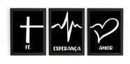 3 Quadros Mosaico Fé Esperança Amor Grandes