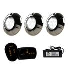 3 Refletor INOX RGB 9W + Módulo 2 Saídas RGB + Fonte 3A 36W