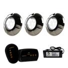 3 Refletor LED INOX RGB 9W + Módulo RGB + Fonte 3A 36W