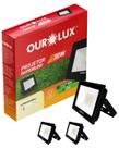 3 Refletor Projetor Preto LED 30w Bivolt Cor da Luz Branco Quente 3000K Ourolux