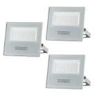 3 Refletores Taschibra Led Tr Slim 20w Luz Verde Branco Autovolt