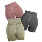 3 Short Academia Levanta Bumbum Empina Fitness Cintura Alta Costura Academia Esporte