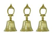 3 Sinetas De Mão Campainha Bronze Hotel Noel 12 X 6 Cm