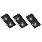 3 Spot Duplo Embutir Recuado Branco e Preto PAR20 E27
