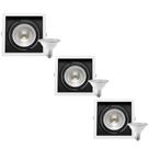 3 Spot Embutir Quadrado Recuo PAR30 + 1 Lâmpada LED 10W 6500K E27