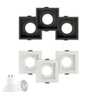 3 Spot Embutir Recuado Quadrado + 3 Lâmpada 5w Gu10