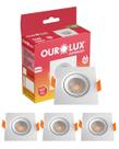 3 Spot Led Quadrado De Embutir Bivolt 5w 6400k Ourolux