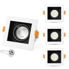 3 Spots Recuado Embutir Luminária + Lâmpadas Led Mr16 Dicroica Gu10 Quadrado Teto Sala Branco Preto Cor Spots + Lâmpadas