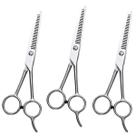 3 Tesoura Tubarão Para Barbeiro Desfiadeira 6,5" Inoxidável