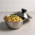 3 Tigelas Bowl De Metal C/ Tampa 550ml Saladeira Resistente